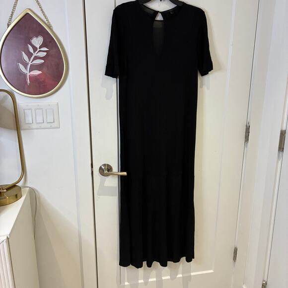 NEW COS Black Knit Sheer Short Sleeve Maxi Dress Medium - Picture 1 of 10